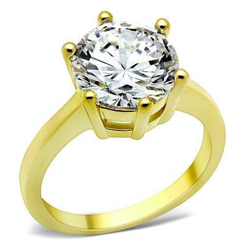 TK1407 - IP Gold(Ion Plating) Stainless Steel Ring with AAA Grade CZ in Clear - Alamode - Flyclothing LLC