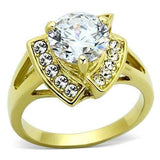 TK1412 - IP Gold(Ion Plating) Stainless Steel Ring with AAA Grade CZ in Clear - Alamode - Flyclothing LLC