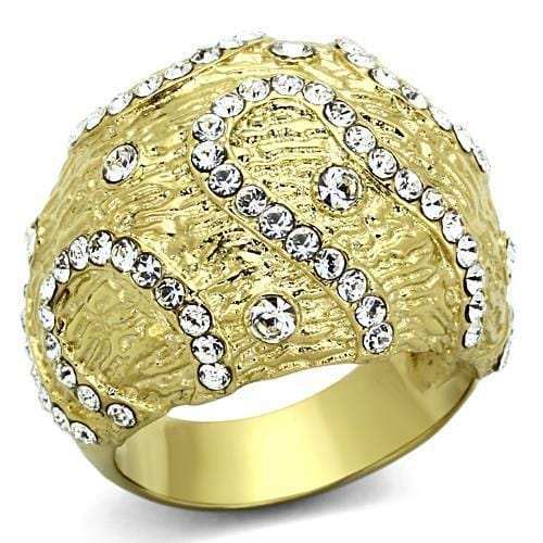 TK1419 - IP Gold(Ion Plating) Stainless Steel Ring with Top Grade Crystal in Clear - Alamode - Flyclothing LLC