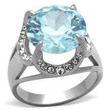 TK1423 - High polished (no plating) Stainless Steel Ring with AAA Grade CZ in Sea Blue - Alamode - Flyclothing LLC
