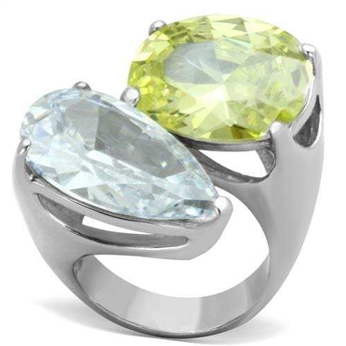 TK1424 - High polished (no plating) Stainless Steel Ring with AAA Grade CZ in Apple Green color - Alamode - Flyclothing LLC