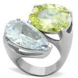TK1424 - High polished (no plating) Stainless Steel Ring with AAA Grade CZ in Apple Green color - Alamode - Flyclothing LLC