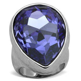 TK1426 - High polished (no plating) Stainless Steel Ring with Top Grade Crystal in Tanzanite - Alamode - Flyclothing LLC