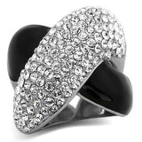 TK1427 - High polished (no plating) Stainless Steel Ring with Top Grade Crystal in Clear - Alamode - Flyclothing LLC