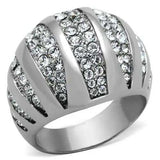 TK1430 - High polished (no plating) Stainless Steel Ring with Top Grade Crystal in Clear - Alamode - Flyclothing LLC