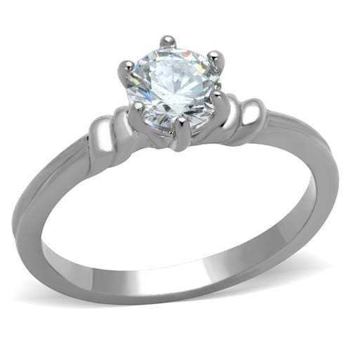 TK1431 - High polished (no plating) Stainless Steel Ring with AAA Grade CZ in Clear - Alamode - Flyclothing LLC
