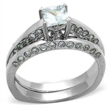 TK1435 - High polished (no plating) Stainless Steel Ring with AAA Grade CZ in Clear - Alamode - Flyclothing LLC