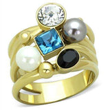 TK1440 - IP Gold(Ion Plating) Stainless Steel Ring with Synthetic Pearl in Multi Color - Alamode - Flyclothing LLC