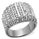 TK1447 - High polished (no plating) Stainless Steel Ring with Top Grade Crystal in Clear - Alamode - Flyclothing LLC