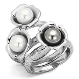 TK1449 - High polished (no plating) Stainless Steel Ring with Synthetic Pearl in Multi Color - Alamode - Flyclothing LLC
