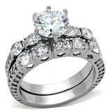 TK1450 - High polished (no plating) Stainless Steel Ring with AAA Grade CZ in Clear - Alamode - Flyclothing LLC