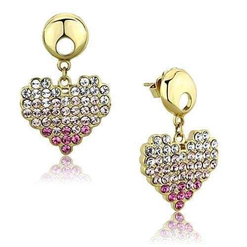 TK1456 - IP Gold(Ion Plating) Stainless Steel Earrings with Top Grade Crystal in Multi Color - Alamode - Flyclothing LLC