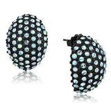 TK1459 - IP Black(Ion Plating) Stainless Steel Earrings with Top Grade Crystal in Aquamarine AB - Alamode - Flyclothing LLC