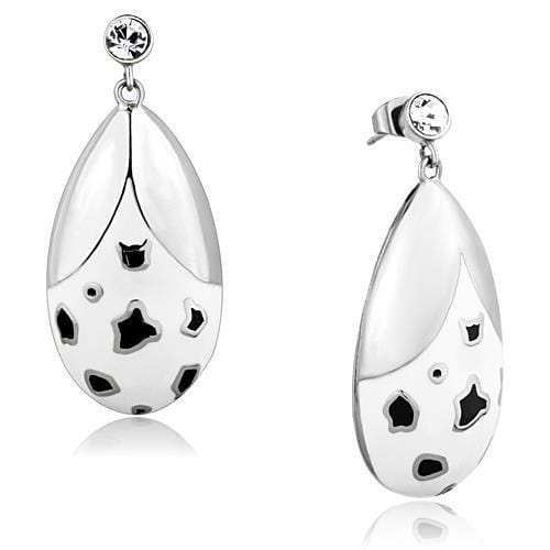 TK1462 - High polished (no plating) Stainless Steel Earrings with Top Grade Crystal in Clear - Alamode - Flyclothing LLC