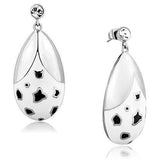 TK1462 - High polished (no plating) Stainless Steel Earrings with Top Grade Crystal in Clear - Alamode - Flyclothing LLC