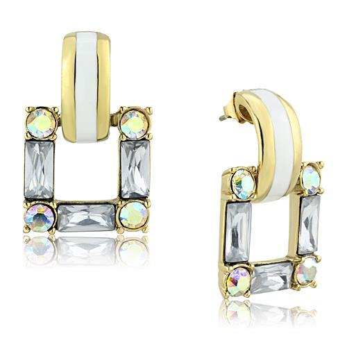 TK1465 - IP Gold(Ion Plating) Stainless Steel Earrings with Top Grade Crystal in Clear - Alamode - Flyclothing LLC