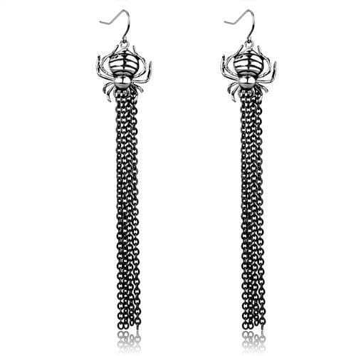 TK1481 - Two-Tone IP Black Stainless Steel Earrings with Epoxy in Jet - Alamode - Flyclothing LLC