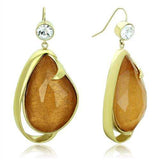 TK1483 - IP Gold(Ion Plating) Stainless Steel Earrings with Synthetic Synthetic Stone in Clear - Alamode - Flyclothing LLC