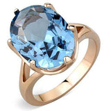 TK1484 - IP Rose Gold(Ion Plating) Stainless Steel Ring with Synthetic Spinel in London Blue - Alamode - Flyclothing LLC