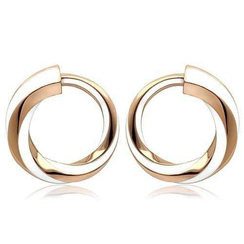 TK1488 - IP Rose Gold(Ion Plating) Stainless Steel Earrings with Epoxy in White - Alamode - Flyclothing LLC