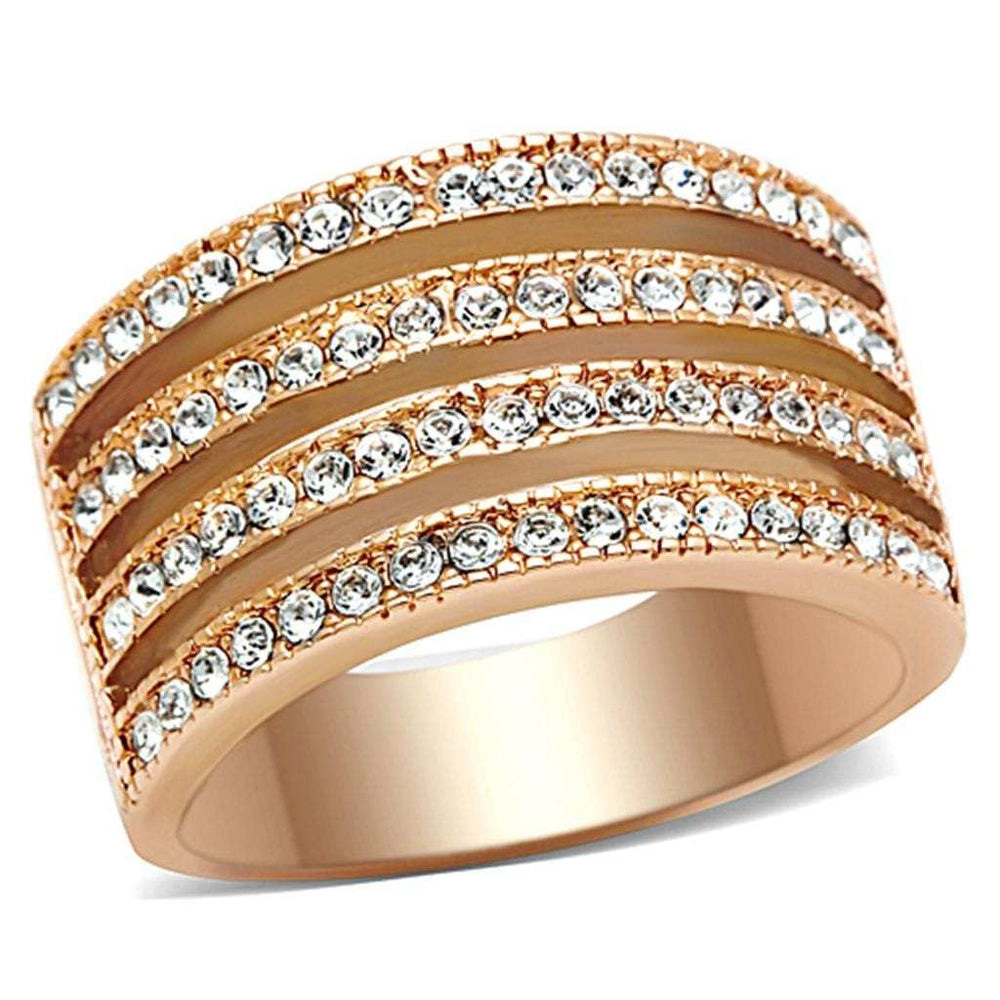 TK1492 - IP Rose Gold(Ion Plating) Stainless Steel Ring with AAA Grade CZ in Clear - Alamode - Flyclothing LLC
