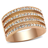 TK1492 - IP Rose Gold(Ion Plating) Stainless Steel Ring with AAA Grade CZ in Clear - Alamode - Flyclothing LLC