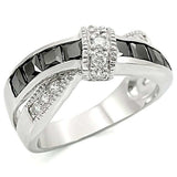 TK1494 - High polished (no plating) Stainless Steel Ring with AAA Grade CZ in Jet - Alamode - Flyclothing LLC