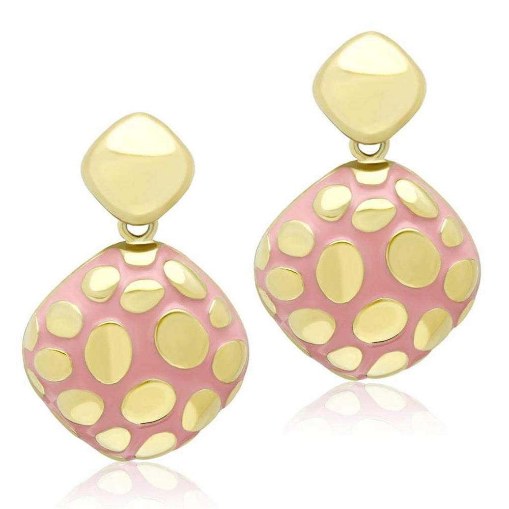 TK1502 - IP Gold(Ion Plating) Stainless Steel Earrings with Epoxy in Light Rose - Alamode - Flyclothing LLC