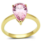 TK1508 - IP Gold(Ion Plating) Stainless Steel Ring with AAA Grade CZ in Rose - Alamode - Flyclothing LLC