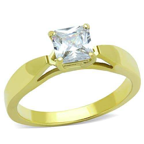 TK1511 - IP Gold(Ion Plating) Stainless Steel Ring with AAA Grade CZ in Clear - Alamode - Flyclothing LLC