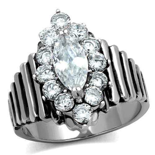 TK1517 - High polished (no plating) Stainless Steel Ring with AAA Grade CZ in Clear - Alamode - Flyclothing LLC