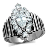 TK1517 - High polished (no plating) Stainless Steel Ring with AAA Grade CZ in Clear - Alamode - Flyclothing LLC