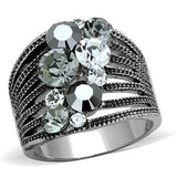 TK1521 - High polished (no plating) Stainless Steel Ring with Top Grade Crystal in Black Diamond - Alamode - Flyclothing LLC