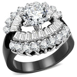 TK1523 - Two-Tone IP Black Stainless Steel Ring with AAA Grade CZ in Clear - Alamode - Flyclothing LLC