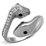 TK1532 - High polished (no plating) Stainless Steel Ring with Top Grade Crystal in Jet - Alamode - Flyclothing LLC