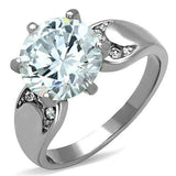 TK1536 - High polished (no plating) Stainless Steel Ring with AAA Grade CZ in Clear - Alamode - Flyclothing LLC