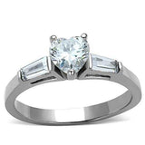 TK1541 - High polished (no plating) Stainless Steel Ring with AAA Grade CZ in Clear - Alamode - Flyclothing LLC