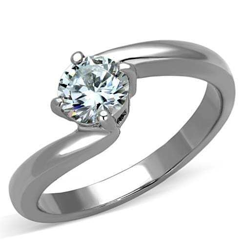 TK1543 - High polished (no plating) Stainless Steel Ring with AAA Grade CZ in Clear - Alamode - Flyclothing LLC