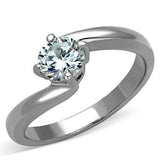 TK1543 - High polished (no plating) Stainless Steel Ring with AAA Grade CZ in Clear - Alamode - Flyclothing LLC