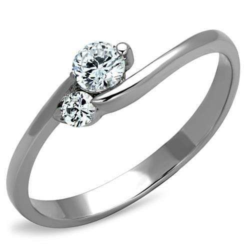 TK1544 - High polished (no plating) Stainless Steel Ring with AAA Grade CZ in Clear - Alamode - Flyclothing LLC