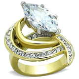 TK1546 - Two-Tone IP Gold (Ion Plating) Stainless Steel Ring with AAA Grade CZ in Clear - Alamode - Flyclothing LLC