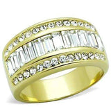 TK1561 - IP Gold(Ion Plating) Stainless Steel Ring with Top Grade Crystal in Clear - Alamode - Flyclothing LLC