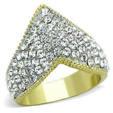 TK1562 - Two-Tone IP Gold (Ion Plating) Stainless Steel Ring with Top Grade Crystal in Clear - Alamode - Flyclothing LLC