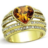 TK1563 - IP Gold(Ion Plating) Stainless Steel Ring with Top Grade Crystal in Topaz - Alamode - Flyclothing LLC