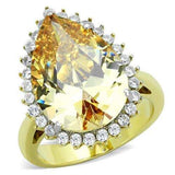 TK1564 - Two-Tone IP Gold (Ion Plating) Stainless Steel Ring with AAA Grade CZ in Champagne - Alamode - Flyclothing LLC