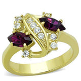 TK1567 - IP Gold(Ion Plating) Stainless Steel Ring with Top Grade Crystal in Amethyst - Alamode - Flyclothing LLC