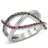 TK156 - High polished (no plating) Stainless Steel Ring with Top Grade Crystal in Multi Color - Alamode - Flyclothing LLC