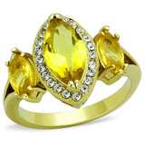 TK1578 - IP Gold(Ion Plating) Stainless Steel Ring with Synthetic Synthetic Glass in Topaz - Alamode - Flyclothing LLC