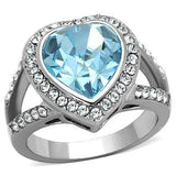 TK1582 - High polished (no plating) Stainless Steel Ring with Top Grade Crystal in Sea Blue - Alamode - Flyclothing LLC