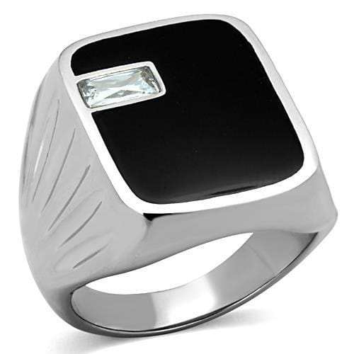 TK1598 - High polished (no plating) Stainless Steel Ring with AAA Grade CZ in Clear - Alamode - Flyclothing LLC